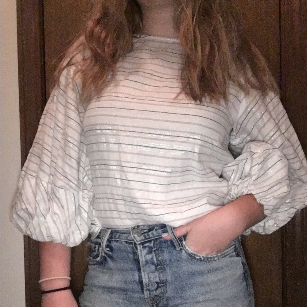 1. State Striped Puffy Sleeve Blouse size XS